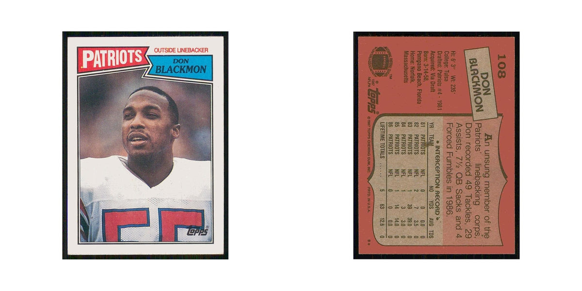 1987 Topps Don Blackmon RC Patriots #108