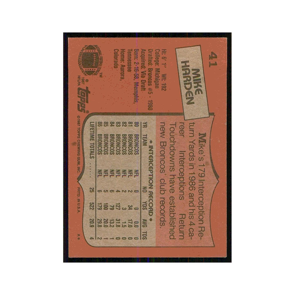 1987 Topps Mike Harden Broncos #41