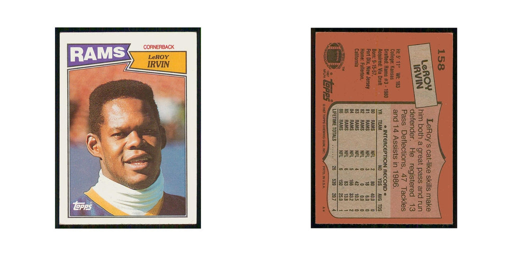 1987 Topps LeRoy Irvin Rams #158