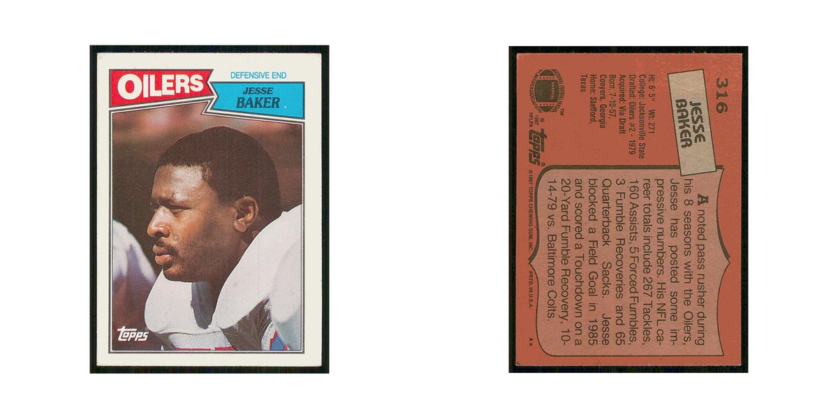 1987 Topps Jesse Baker Houston Oilers #316