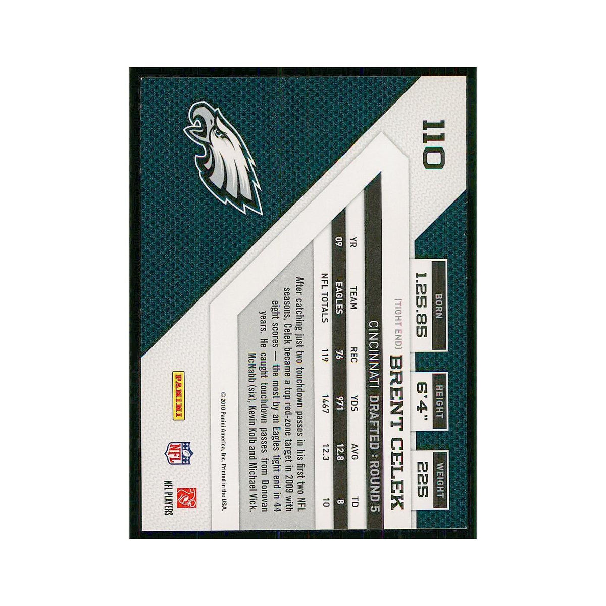 2010 Panini Threads Brent Celek Eagles #110