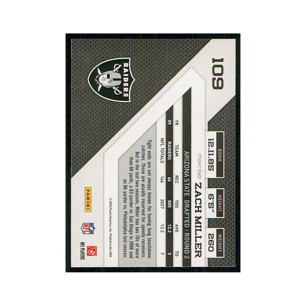 2010 Panini Threads Zach Miller Raiders #109