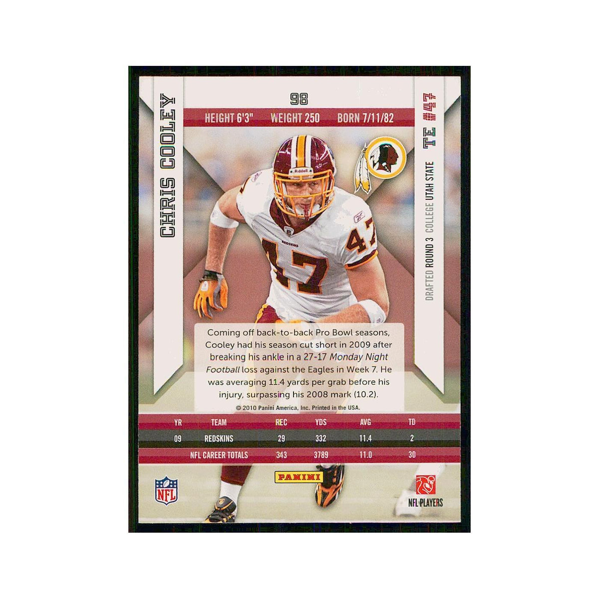 2010 Panini Epix Chris Cooley Redskins #98