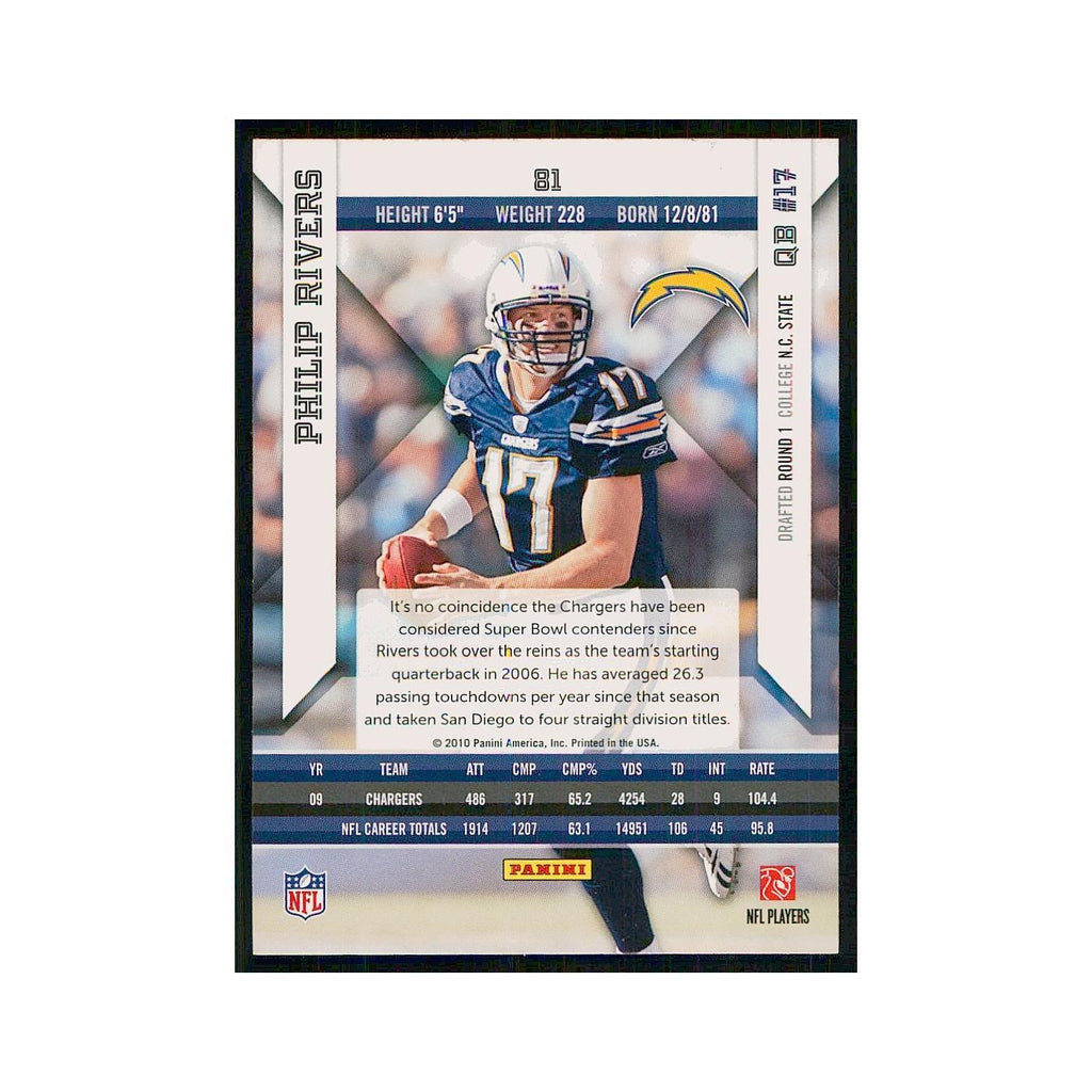 2010 Panini Epix Philip Rivers San Diego Chargers #81