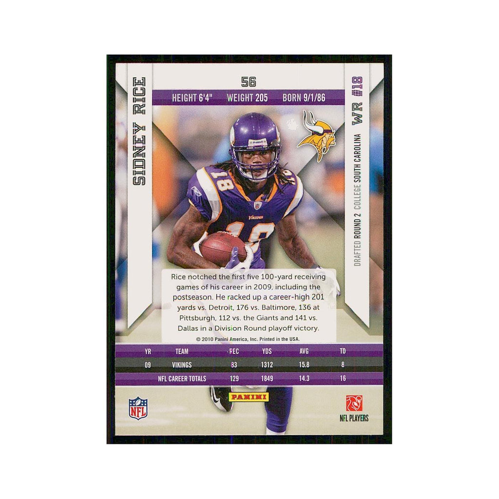2010 Panini Epix Sidney Rice Vikings #56