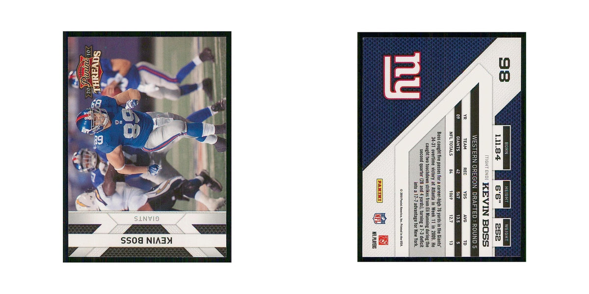 2010 Panini Threads Kevin Boss Giants #98