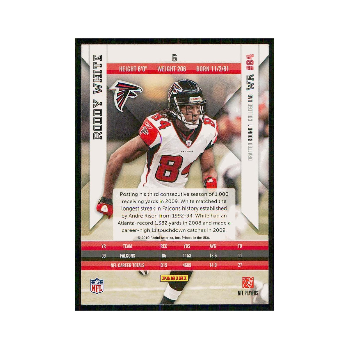 2010 Panini Epix Roddy White Falcons #6