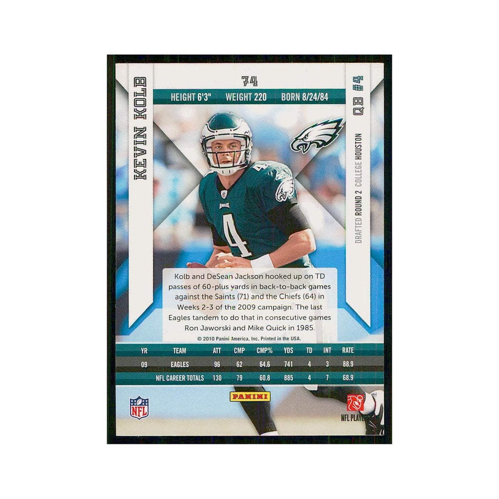 2010 Panini Epix Kevin Kolb Eagles #74