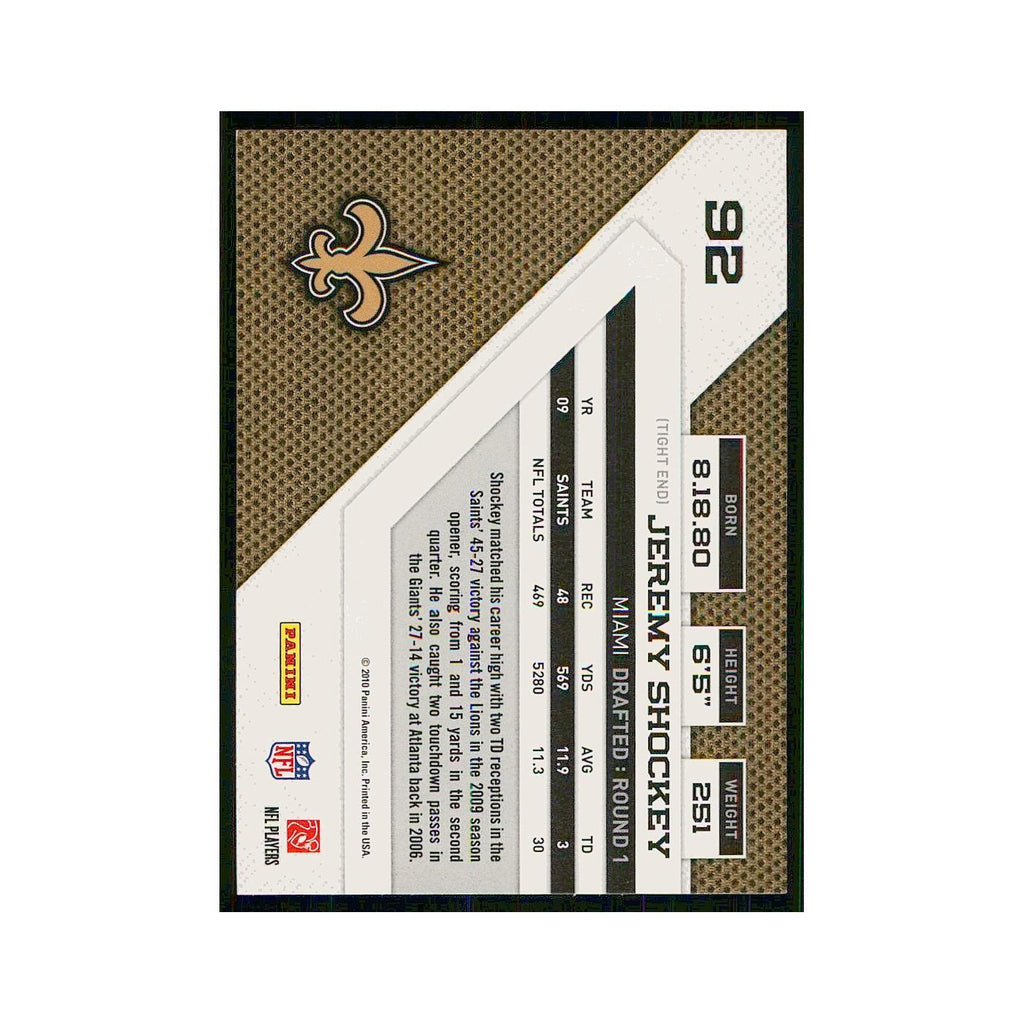 2010 Panini Threads Jeremy Shockey Saints #92
