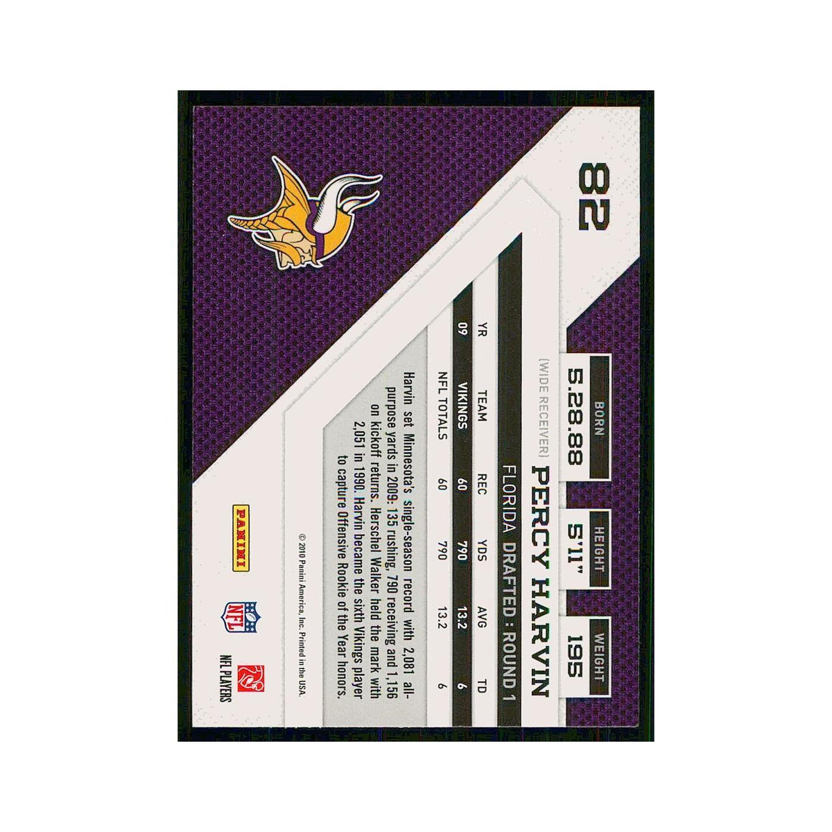 2010 Panini Threads Percy Harvin Vikings #82