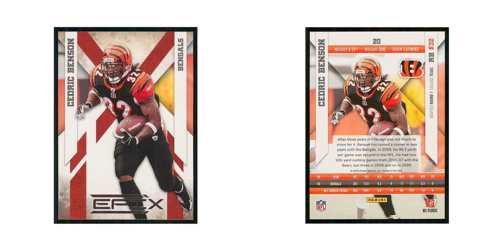 2010 Panini Epix Cedric Benson Bengals #20