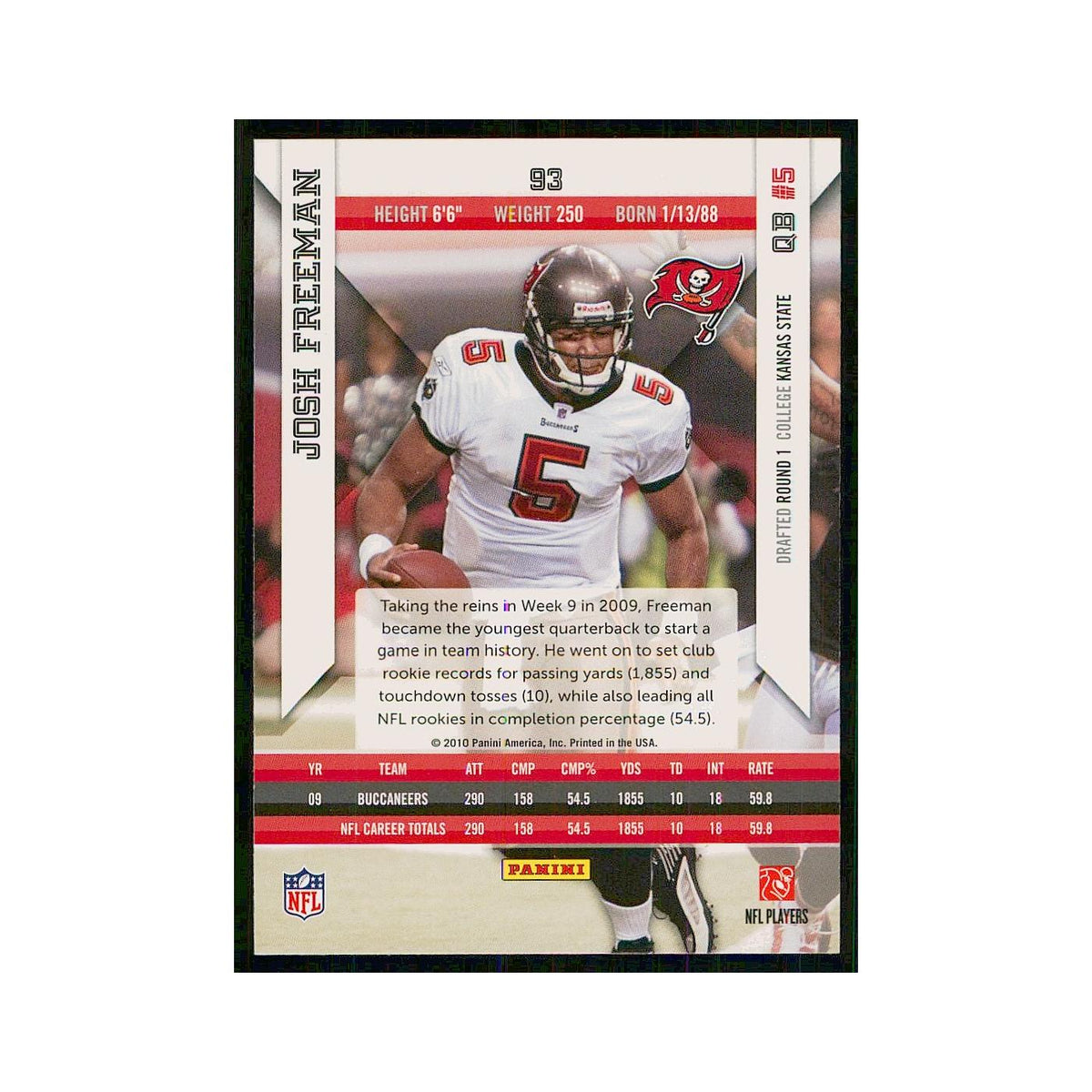 2010 Panini Epix Josh Freeman Buccaneers #93