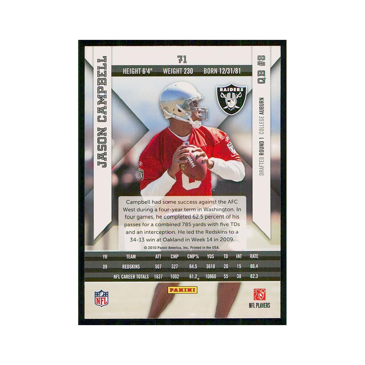 2010 Panini Epix Jason Campbell Raiders #71