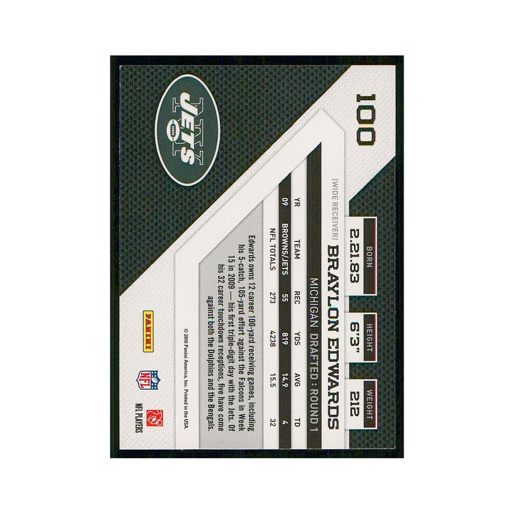 2010 Panini Threads Braylon Edwards Jets #100