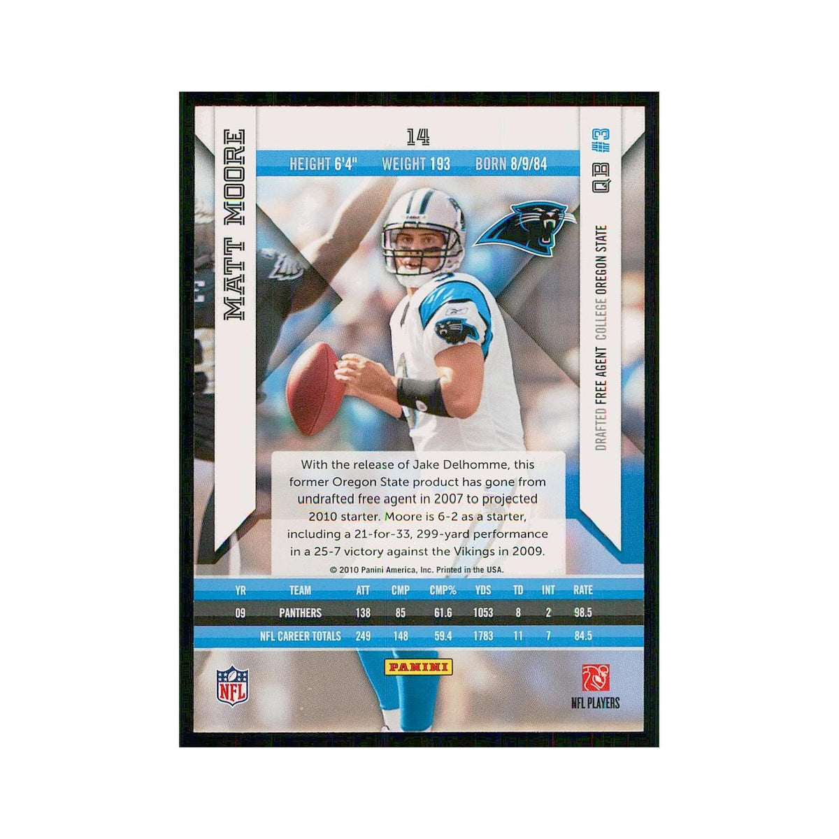 2010 Panini Epix Matt Moore Panthers #14