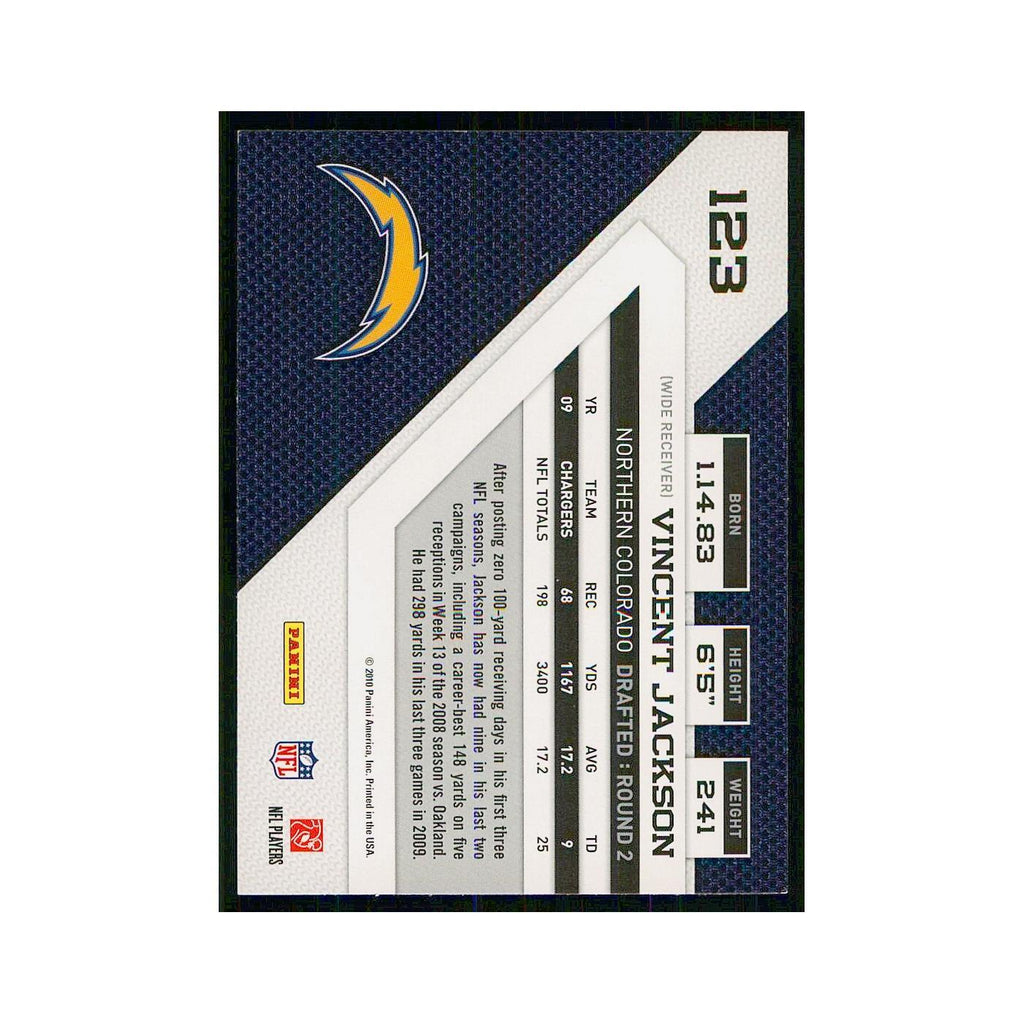 2010 Panini Threads Vincent Jackson San Diego Chargers #123