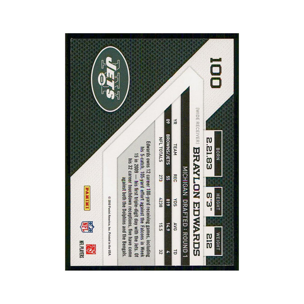 2010 Panini Threads Braylon Edwards Jets #100