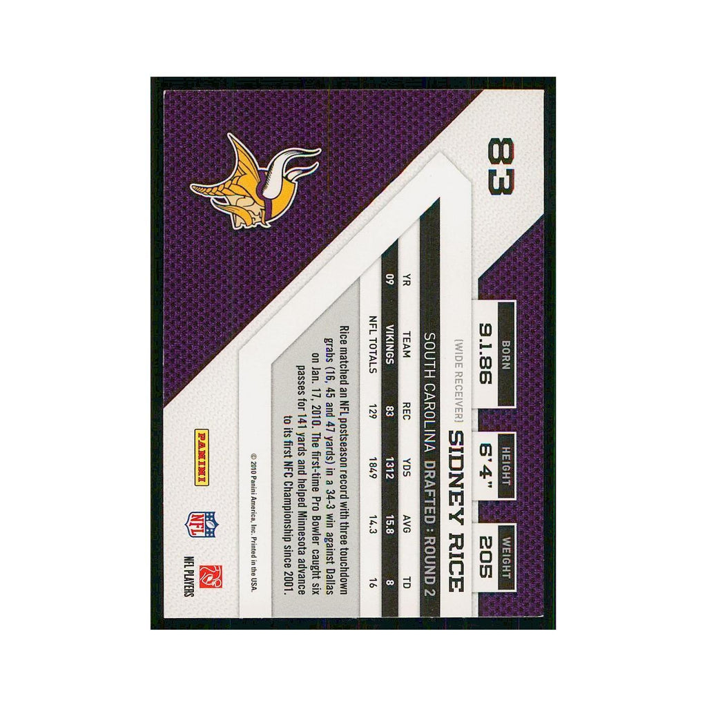 2010 Panini Threads Sidney Rice Vikings #83