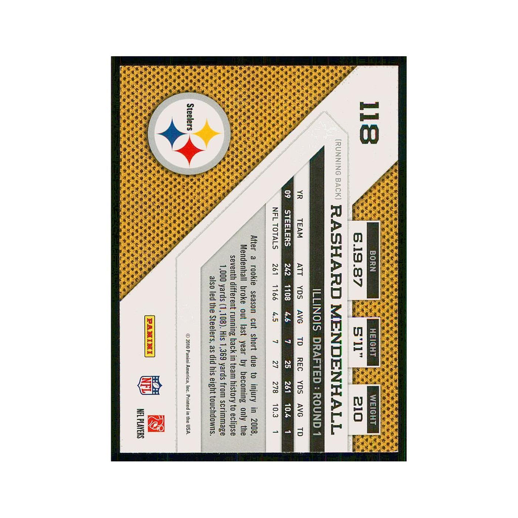 2010 Panini Threads Rashard Mendenhall Steelers #118