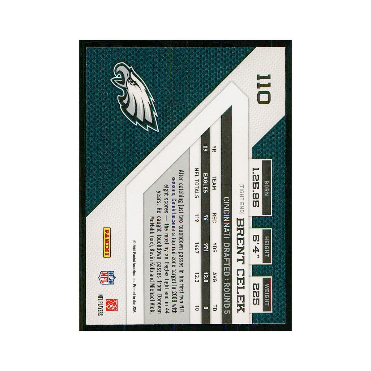 2010 Panini Threads Brent Celek Eagles #110