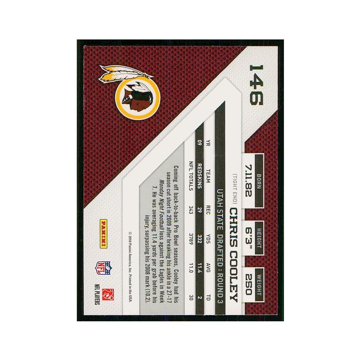 2010 Panini Threads Chris Cooley Redskins #146