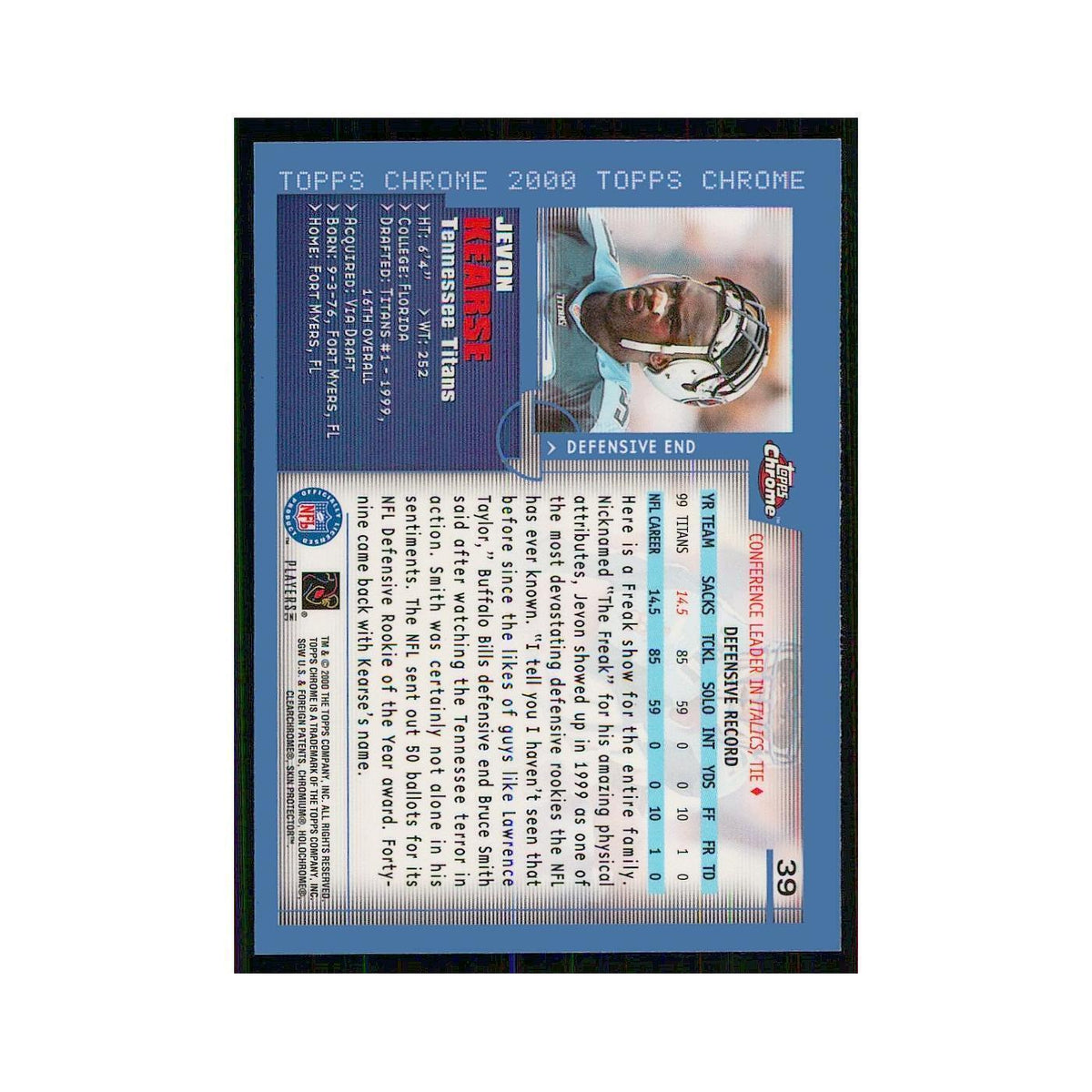 2000 Topps Chrome Jevon Kearse Titans #39