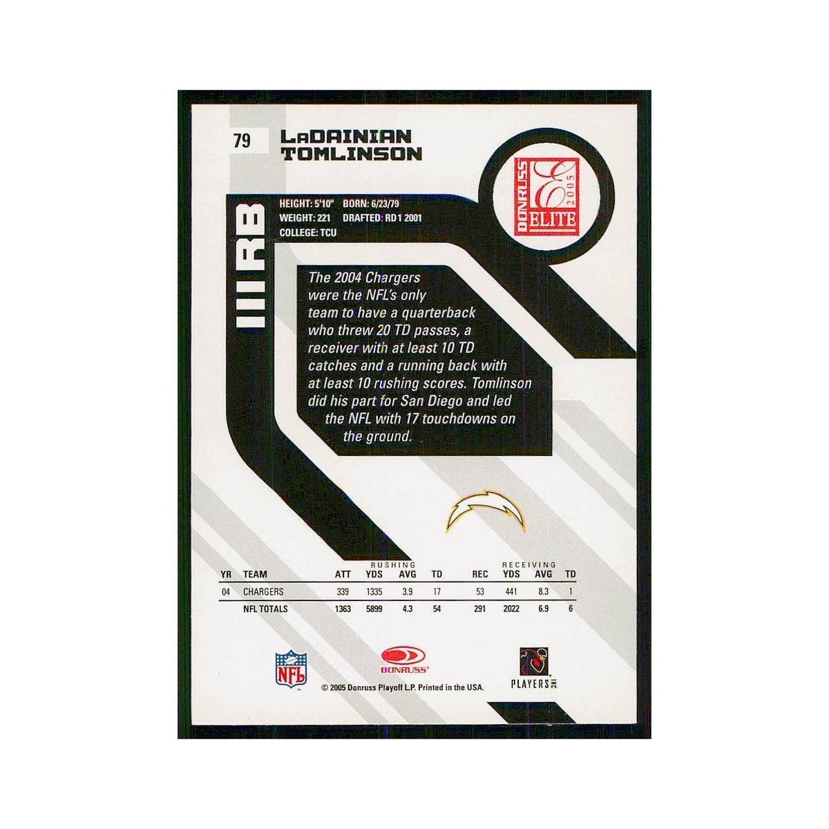 2005 Donruss Elite LaDainian Tomlinson San Diego Chargers #79