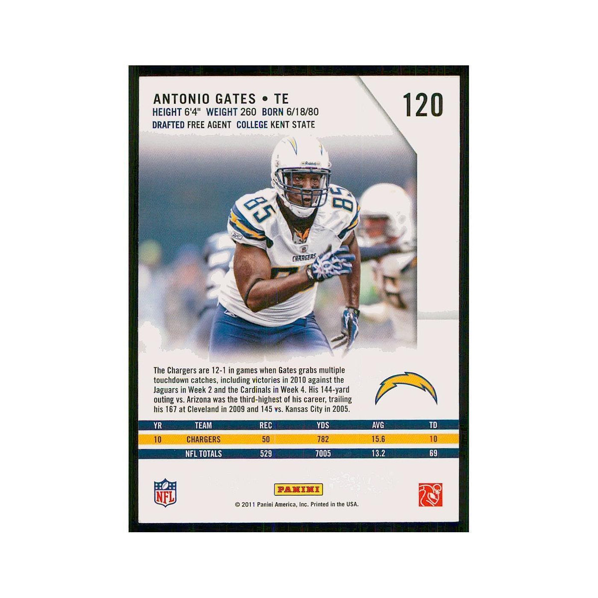 2011 Panini Rookies & Stars Antonio Gates San Diego Chargers #120