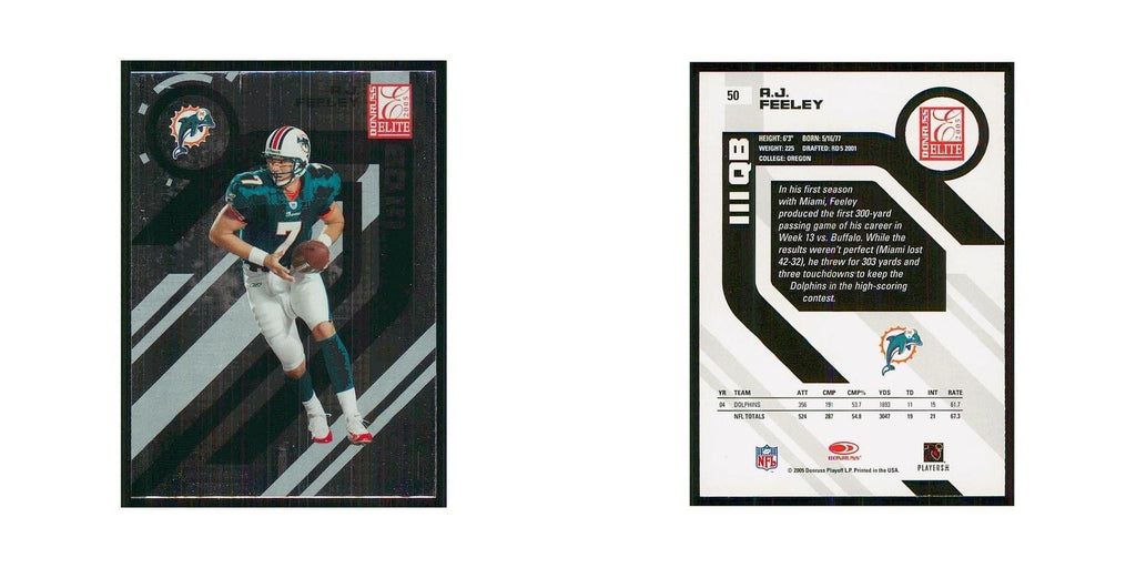 2005 Donruss Elite A.J. Feeley Dolphins #50