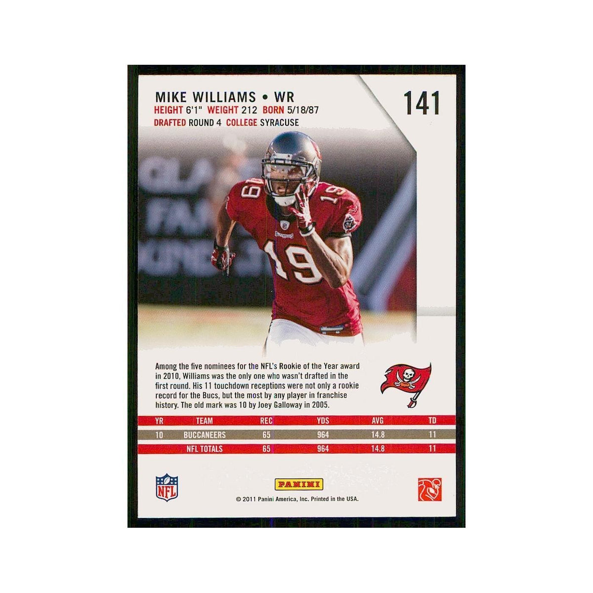 2011 Panini Rookies & Stars Mike Williams Buccaneers #141