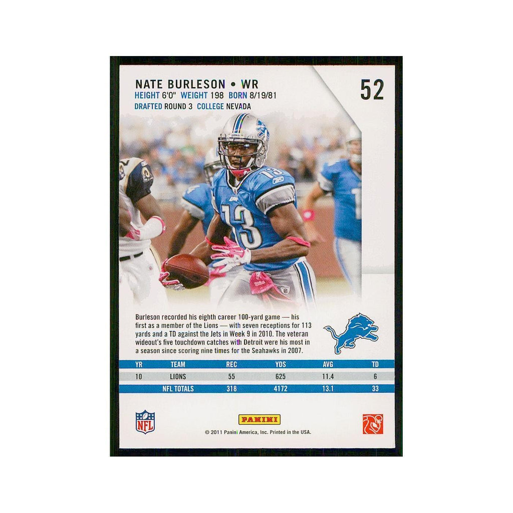 2011 Panini Rookies & Stars Nate Burleson Lions #52