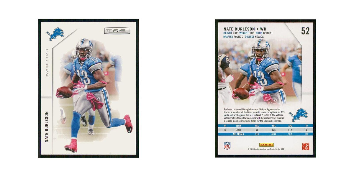 2011 Panini Rookies & Stars Nate Burleson Lions #52