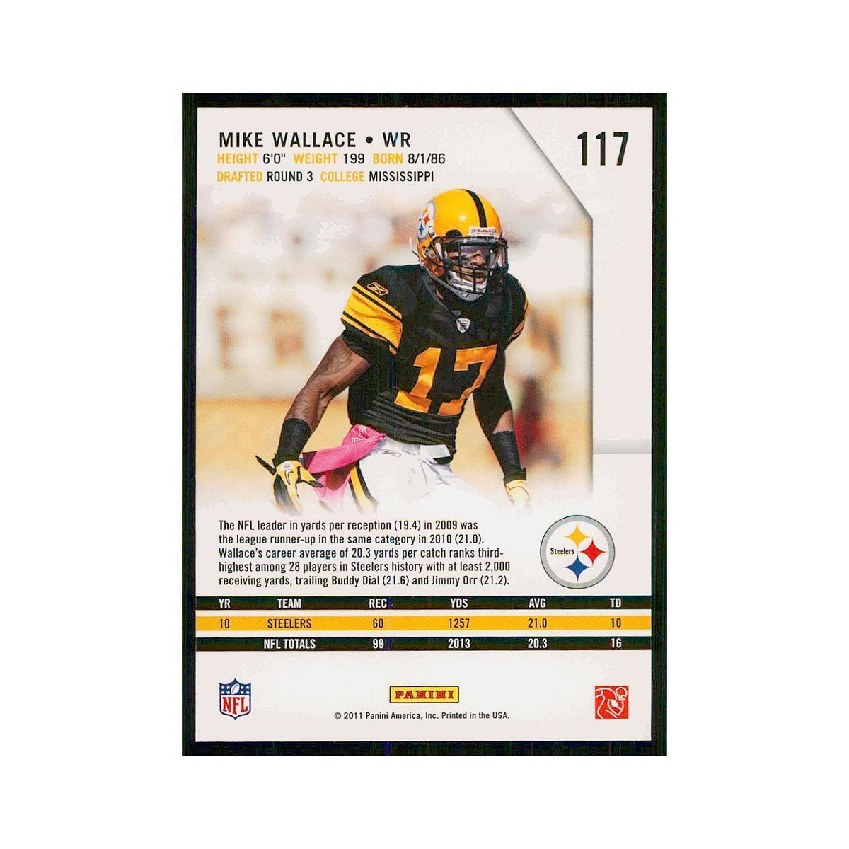 2011 Panini Rookies & Stars Mike Wallace Steelers #117