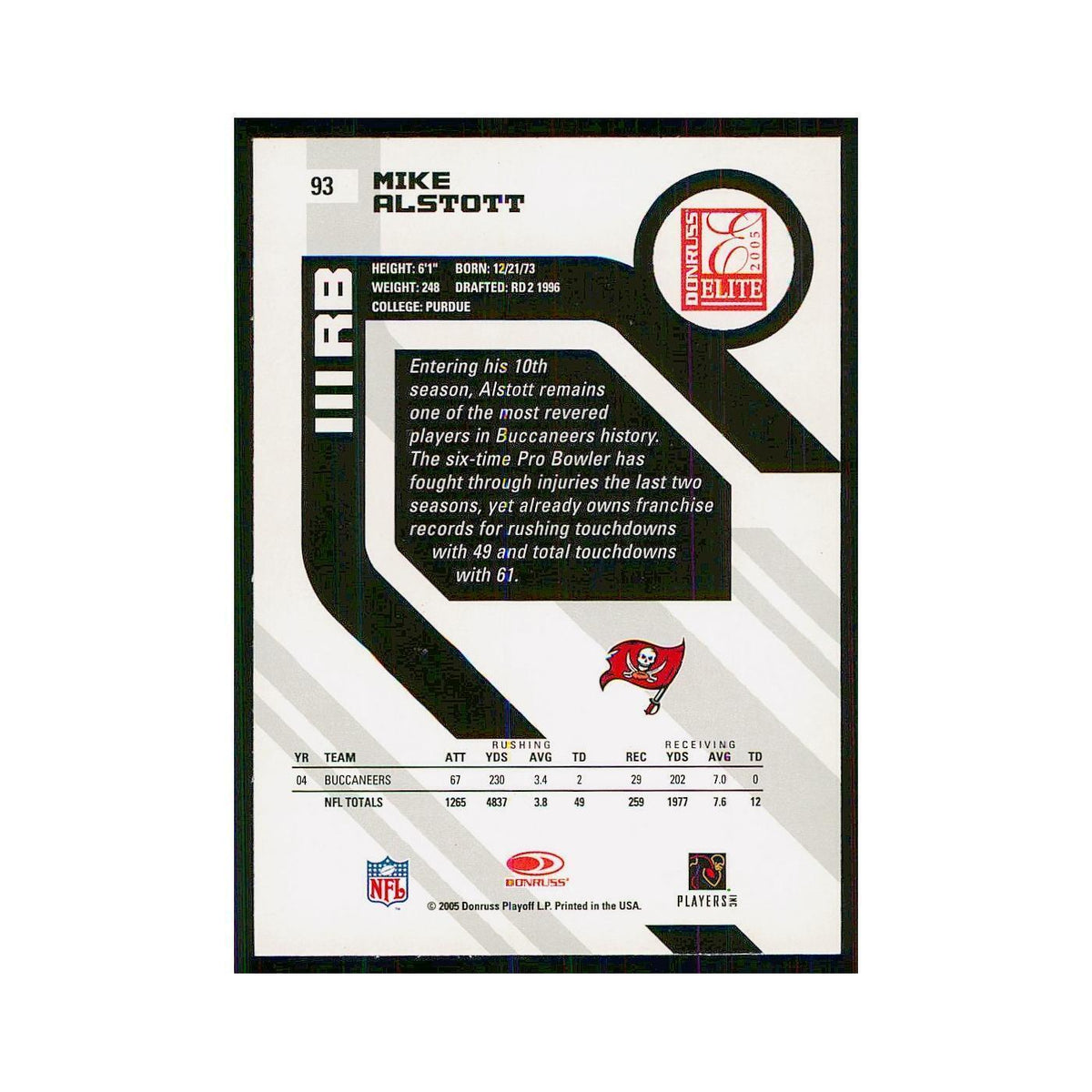 2005 Donruss Elite Mike Alstott Buccaneers #93