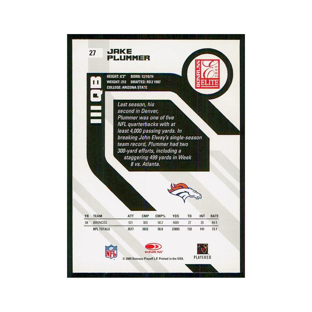 2005 Donruss Elite Jake Plummer Broncos #27