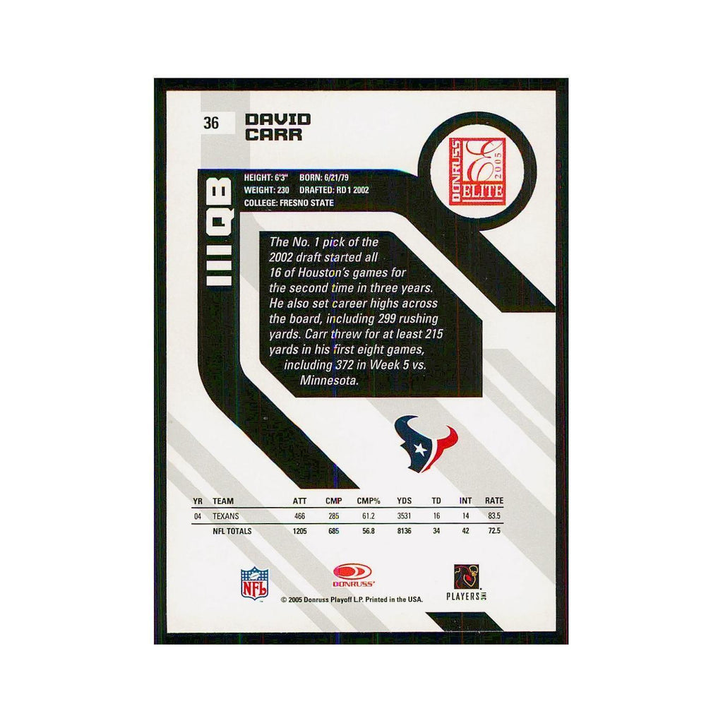 2005 Donruss Elite David Carr Texans #36
