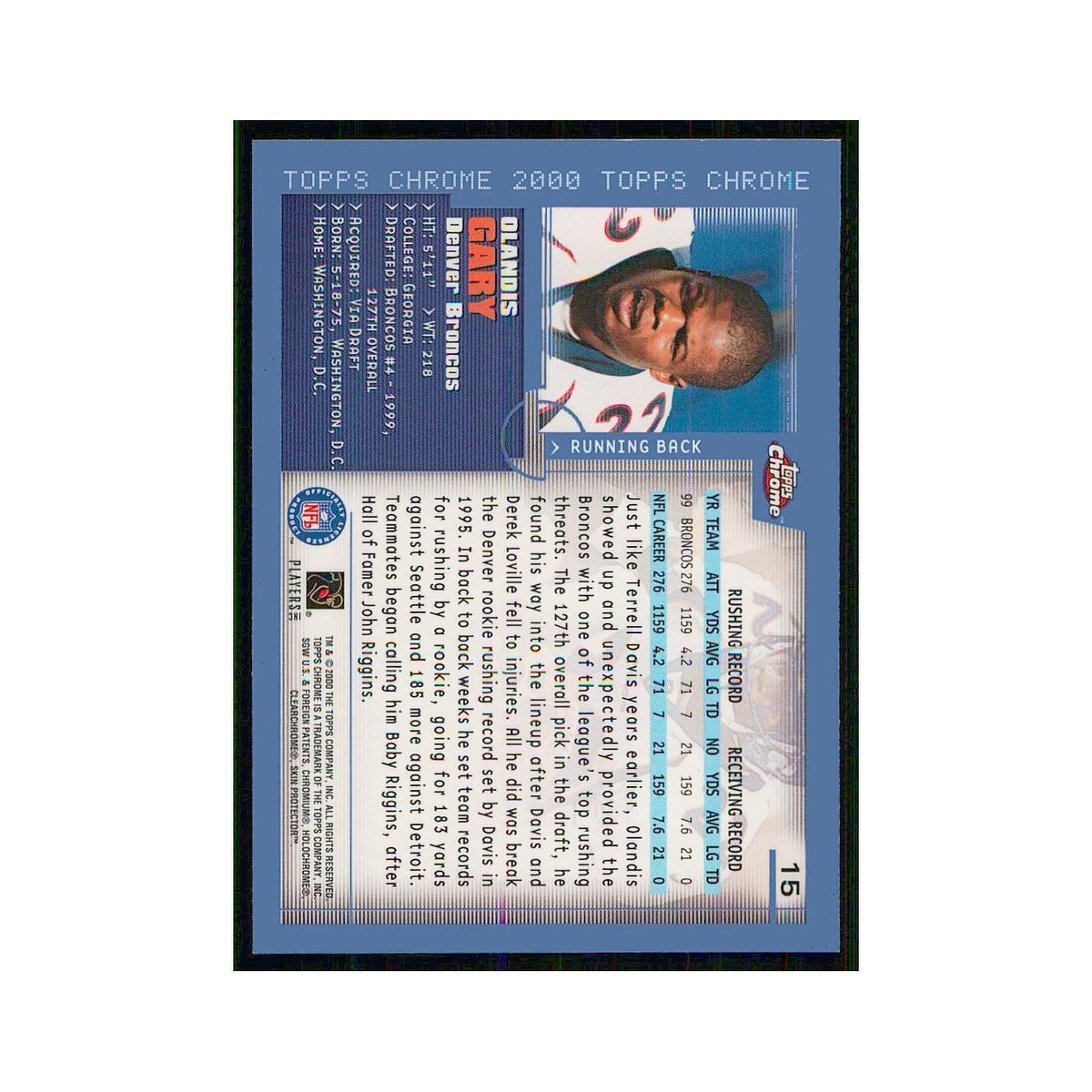 2000 Topps Chrome Olandis Gary Broncos #15