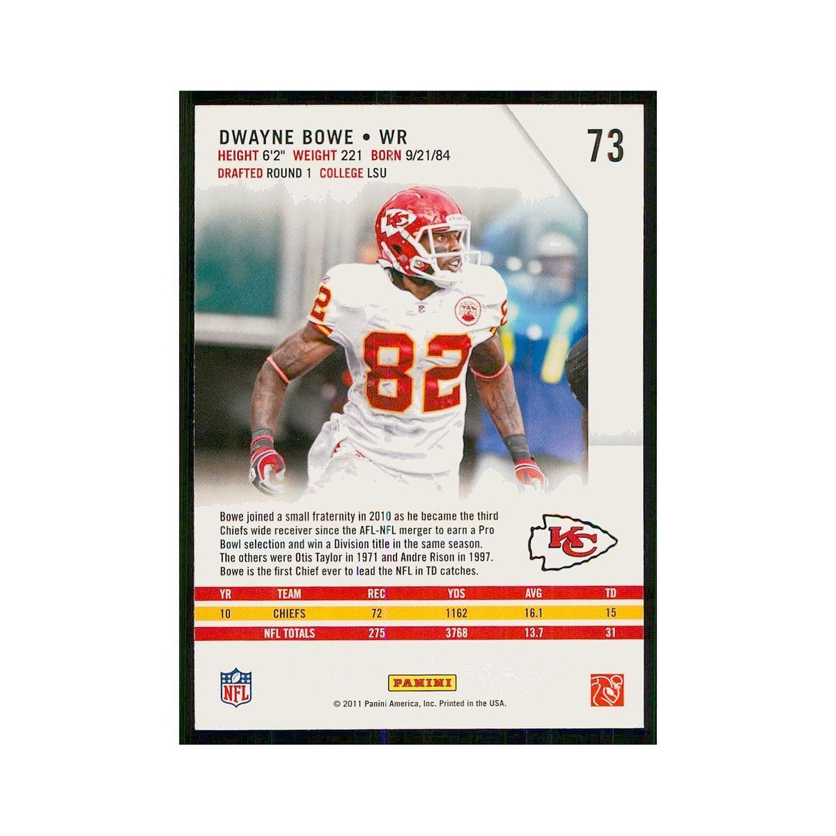 2011 Panini Rookies & Stars Dwayne Bowe Chiefs #73