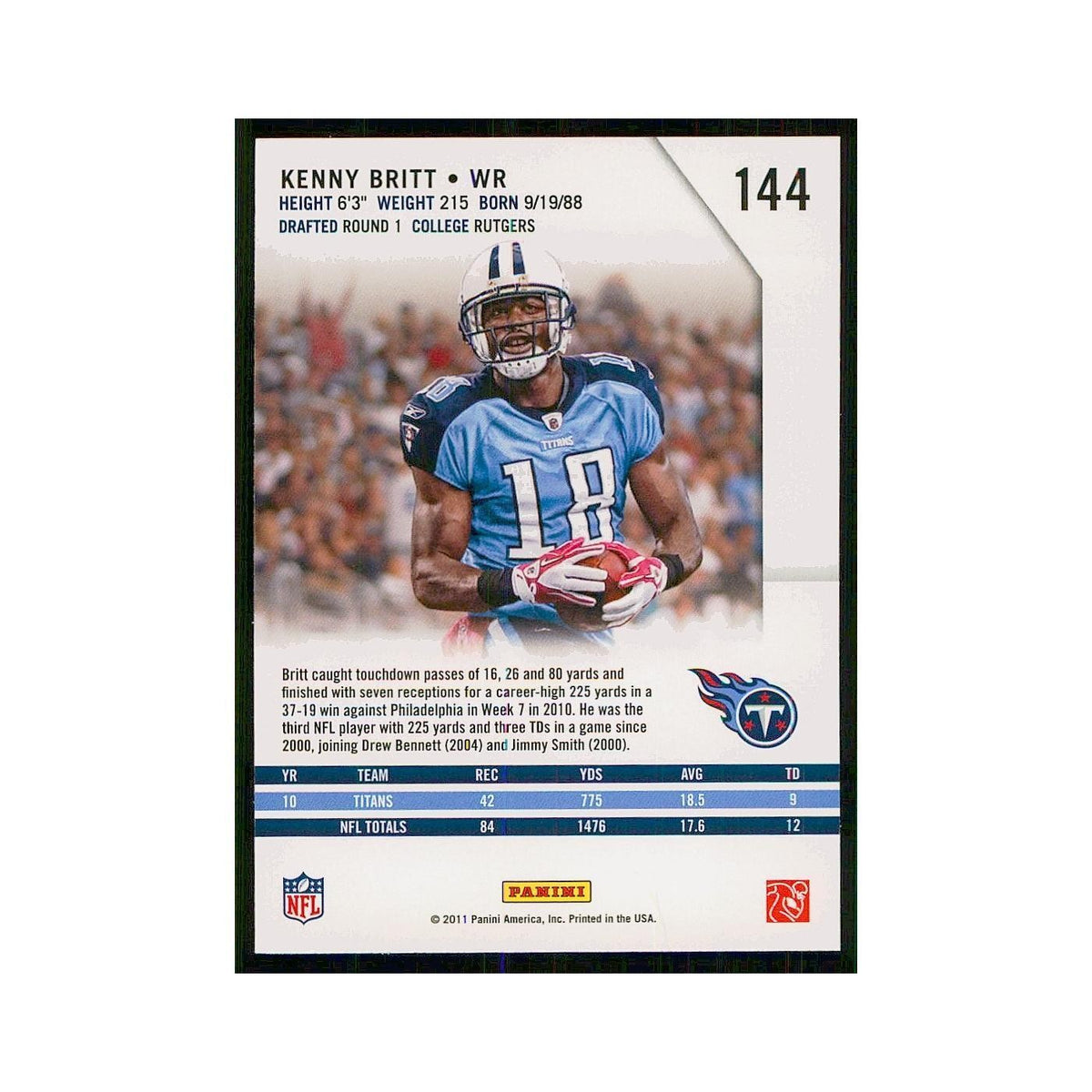 2011 Panini Rookies & Stars Kenny Britt Titans #144