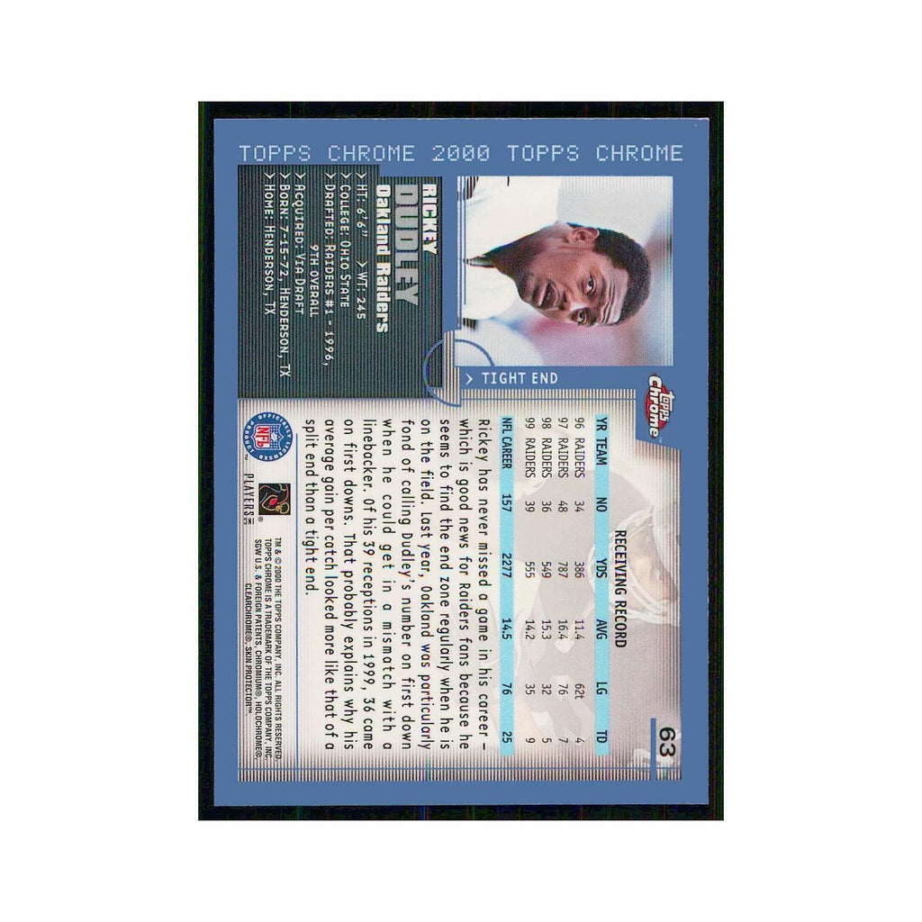 2000 Topps Chrome Rickey Dudley Raiders #63