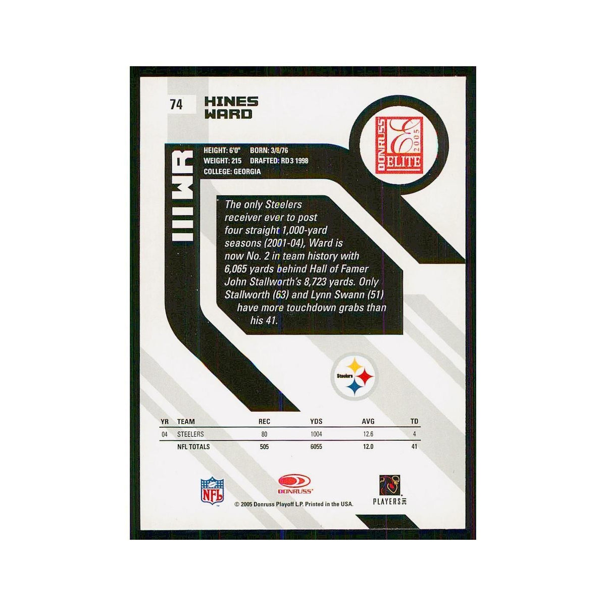 2005 Donruss Elite Hines Ward Steelers #74