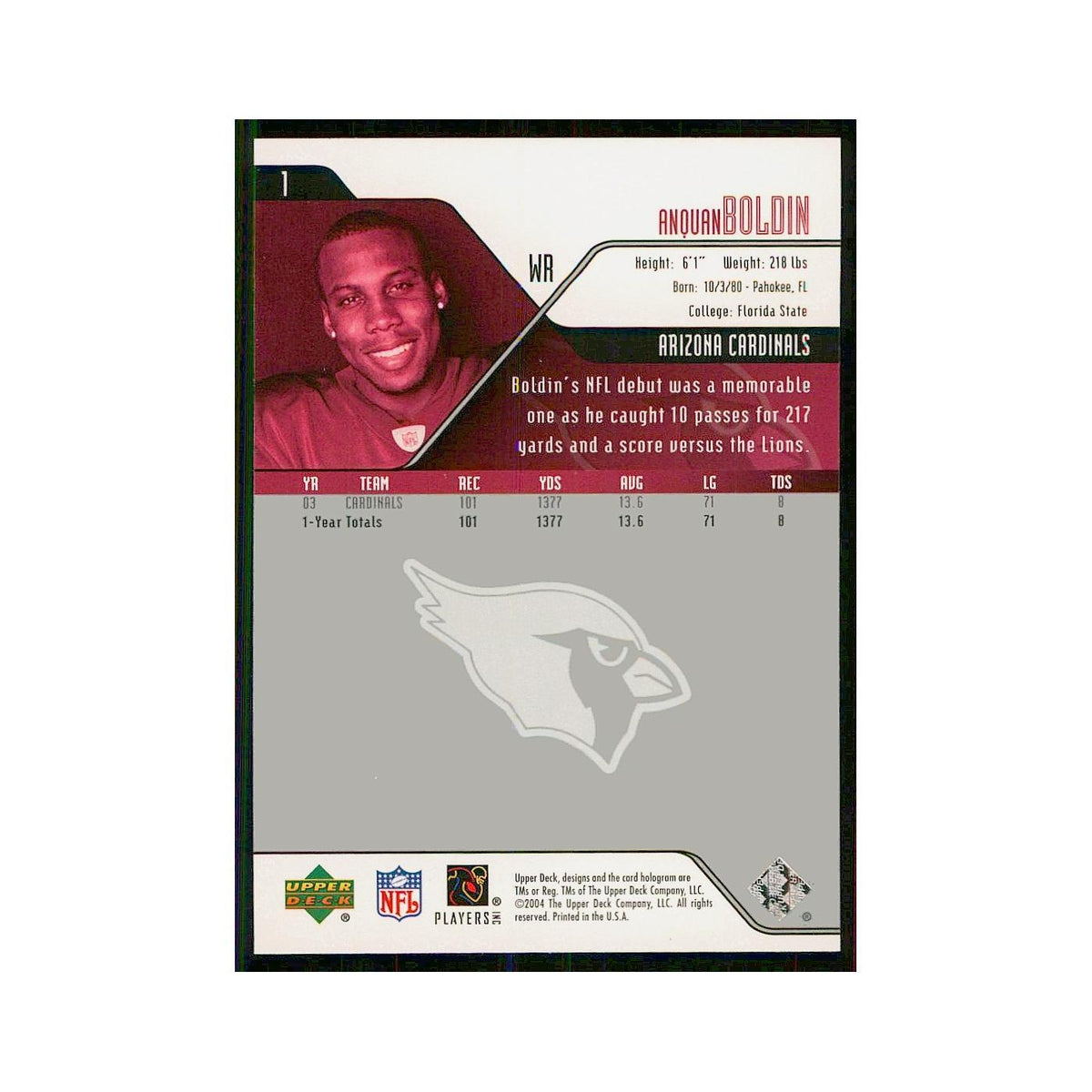 2004 Upper Deck Anquan Boldin Cardinals #1