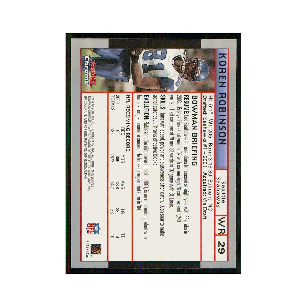 2004 Bowman Chrome Koren Robinson Seahawks #29