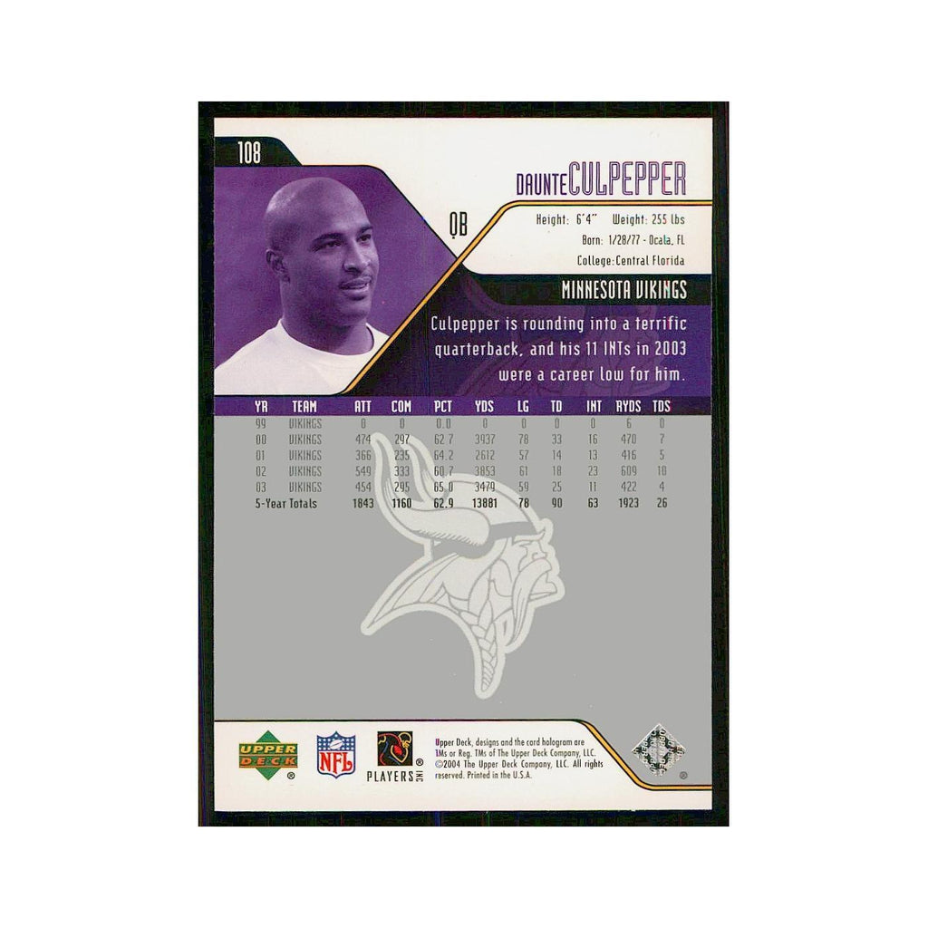 2004 Upper Deck Daunte Culpepper Vikings #108