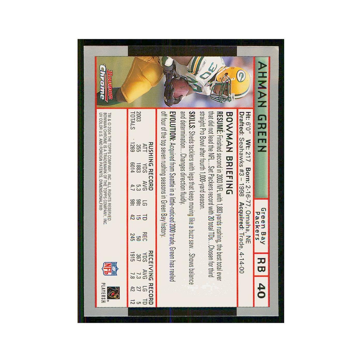 2004 Bowman Chrome Ahman Green Packers #40