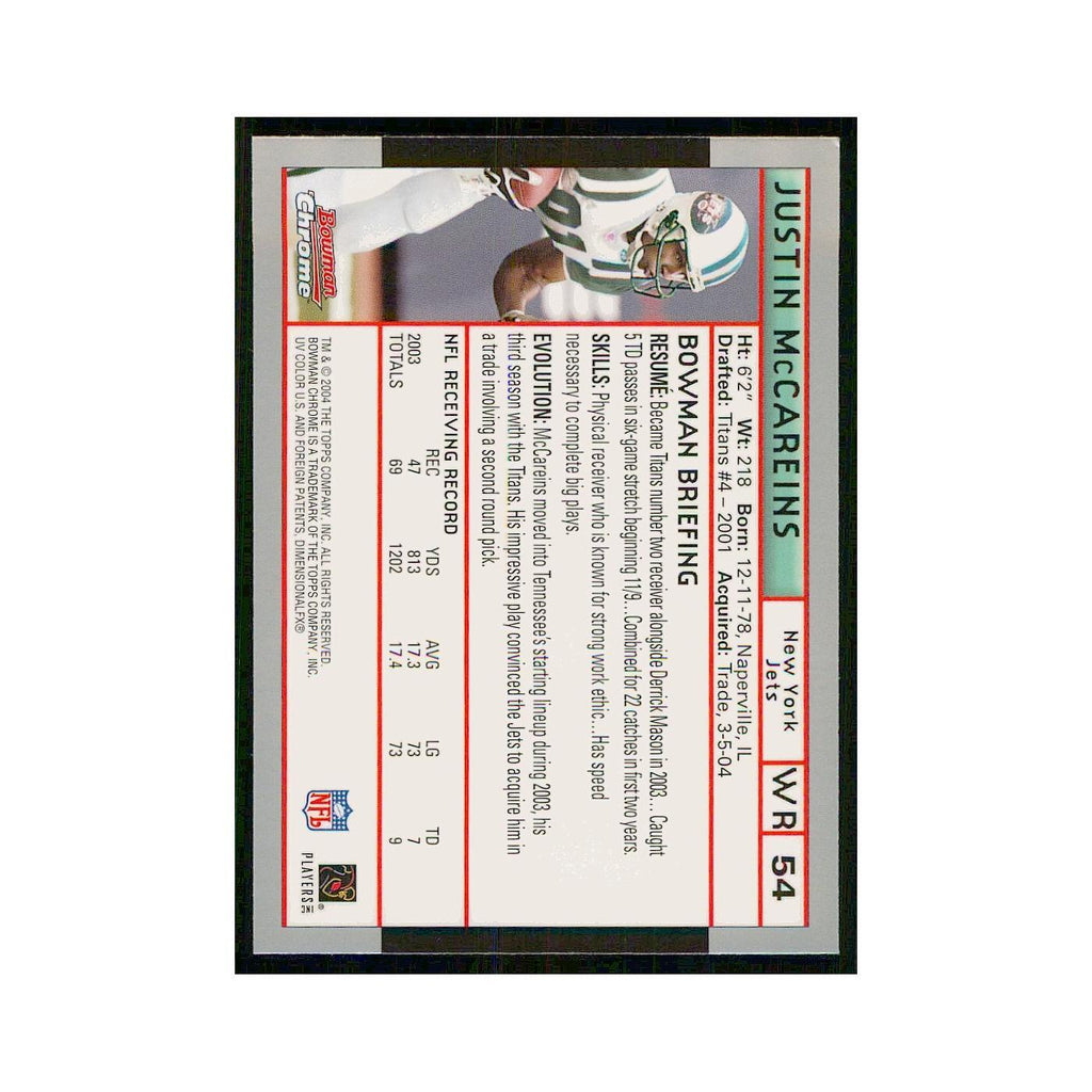2004 Bowman Chrome Justin McCareins Jets #54