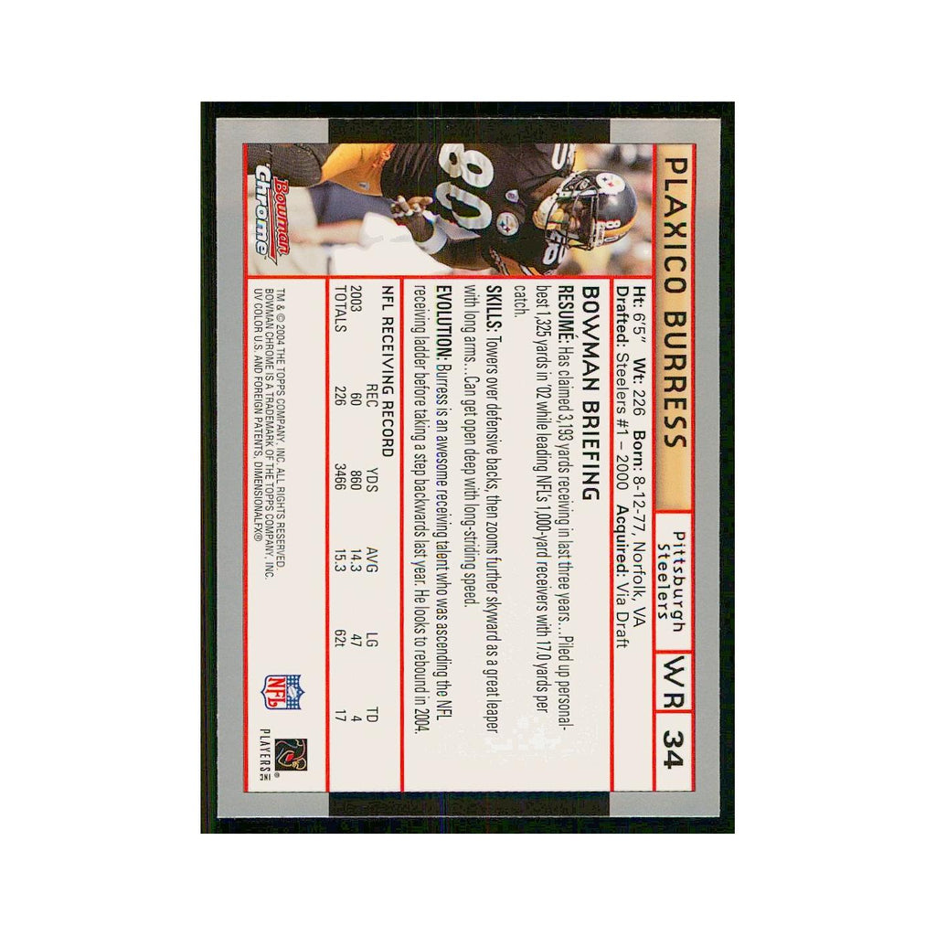 2004 Bowman Chrome Plaxico Burress Steelers #34
