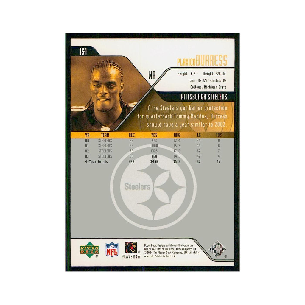 2004 Upper Deck Plaxico Burress Steelers #154