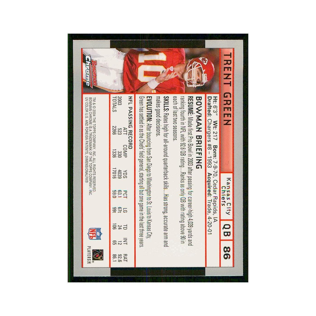 2004 Bowman Chrome Trent Green Chiefs #86