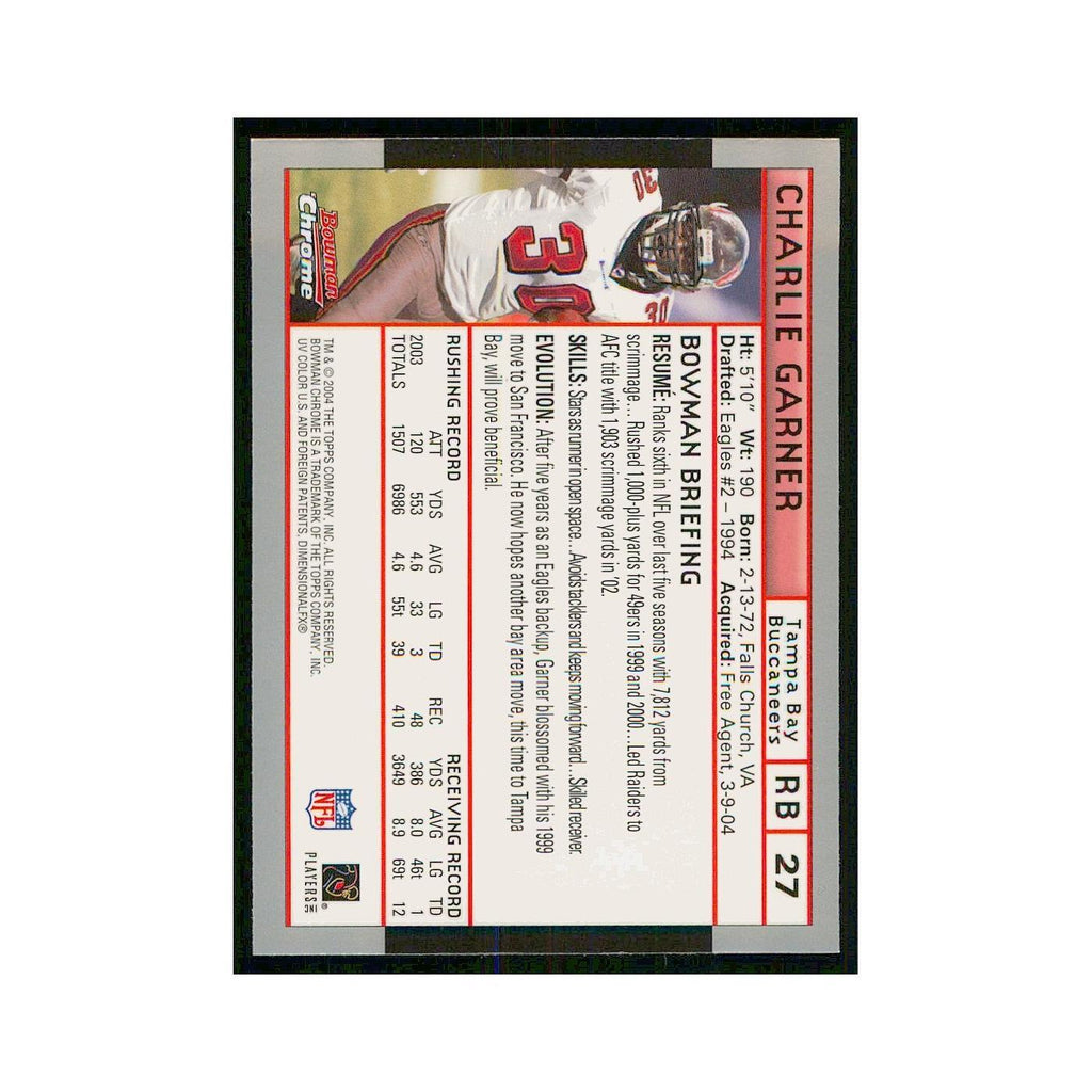 2004 Bowman Chrome Charlie Garner Buccaneers #27